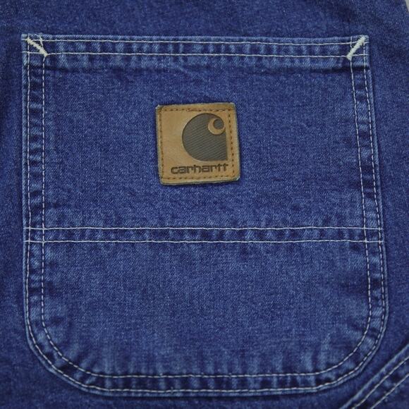 Vintage Carhartt WU1998 Dark Blue Denim Workwear Carpenter Shorts 30x7.5 - Picture 5 of 11